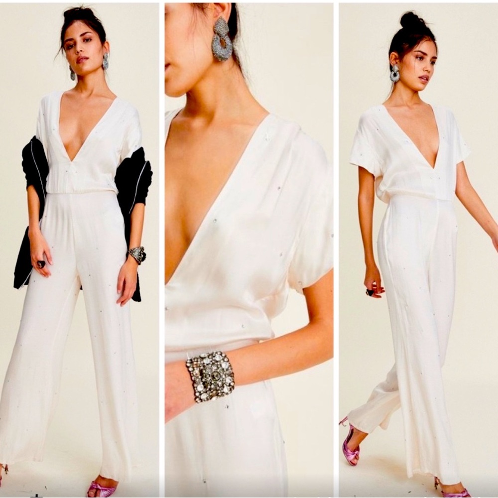 LPA RHINESTONE WHITE JUMPSUIT